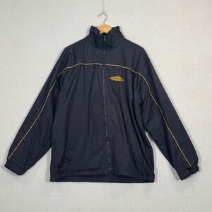Tipsy Oregon Windbreaker Jacket Mens Large Gray Yellow Full Zip Mesh Lined LG